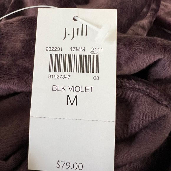 J Jill Pure Jill Womens Crushed Velour Cowl Neck Tunic Top Purple size Medium - Picture 9 of 10